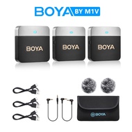 BOYA BY M1V Wireless Lavalier Microphone System For iPhone Android Smartphone Camera Type C Lightnin