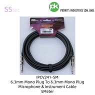 SS tec IPCV241-5M 6.3mm Mono Plug To 6.3mm Mono Plug Instrument Cable 5Meter (1Roll)