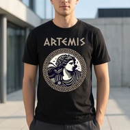 Baju T Shirt Lelaki Artemis Greek Mythology Print Pure Cotton Short Sleeve Ready Stock