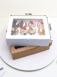 2入組野餐主題紙杯蛋糕盒,可裝12個杯子蛋糕和餡餅,透明,9格,隨機顏色