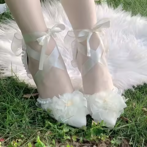 Women Heels Elegant Woman Heeled Shoes Lolita Heels Y2K Accessories Wedding Shoes Pearl Bridal Shoes