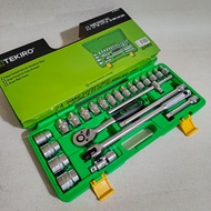 TEKIRO 24 Pcs Socket Wrench Set 1/ 2 Inch 6PT (8-32 mm) Box - Rust Resistant, Durable, Easy to Use
