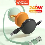 Retractable USB C Cable 2-in-1 USB-A/Type C To C Fast Charging In-Car CarPlay for Phone Kabel USB-C 