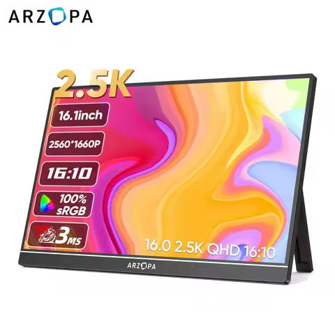 ARZOPA 16" 2.5K QHD Portable Monitor 16:10 IPS Screen with type-c mini hdmi Second Display for MAC/L