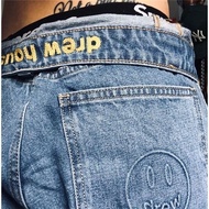 seluar jeans koyak lelaki seluar jeans lelaki Ready Stock Bill Same Style drew Smiley Ripped Jeans C