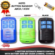 (330 MHZ, 433 MHZ) COLOURFUL 4 BUTTON AUTOGATE REMOTE CONTROL WITH BATTERY