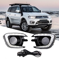 LED DRL ไฟตัดหมอกสำหรับ Mitsubishi Montero Pajero 2013 2014 2015 ไฟวิ่งกลางวันกันน้ำขับรถ Daylight