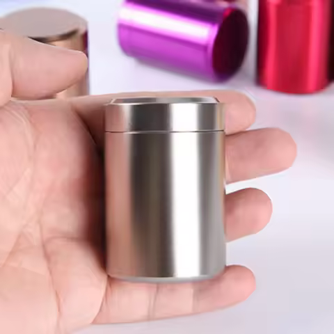 New Airtight Smell Proof Tea Container Aluminum Herb Grain Stash Jar Random Colors Kitchen Fridge Or