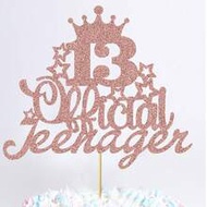 1pc/10pcs Happy 13th Birthday Crown Cake Topper, 13th Birthday Party Cake Decoration, Scene Layout D