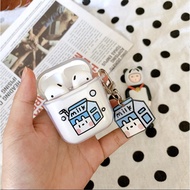 [SG NEWLY restocked ]AirPod 1&amp;2/Airpod Pro/Airpod 3 cute clear casing with design and keychain Anti-fall Soft TPU