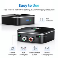 UGREEN Bluetooth RCA Receiver 5.1 aptX LL 3.5mm Jack Aux Wireless Adapter for Car Audio Receiver