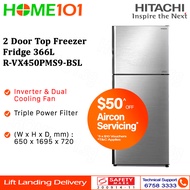 Hitachi 2 Door Top Freezer Fridge 366L R-VX450PMS9