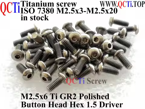 ISO 7380 M2.5 Titanium screw M2.5x3 M2.5x4 M2.5x5 M2.5x6 M2.5x8 M2.5x10 M2.5x12 M2.5x14 M2.5x16 M2.5