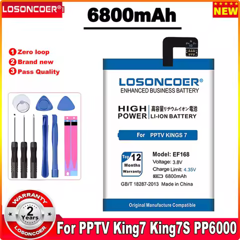 6800mAh EF168 Battery For PPTV Kings 7 King 7S King7 PP6000 Mobile Phone Rechargeable Batteries +Tra