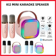 K12 Mini Karaoke Wireless Audio Speaker Bluetooth Microphone set Portable Home KTV With 2 Microphone