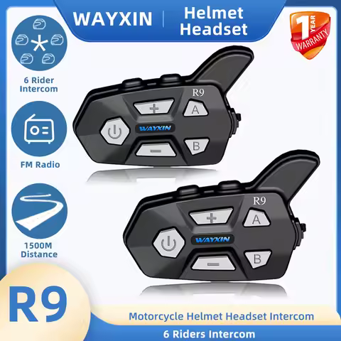 WAYXIN R9 Helmet Headsets Motorcycle Intercom 6 Riders Communication Interphone Intercomunicador Mot