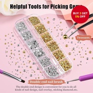 New silver and gold nail embellishments, 1.5-5 mm half-round flat back nail pearls, resin rhinestone