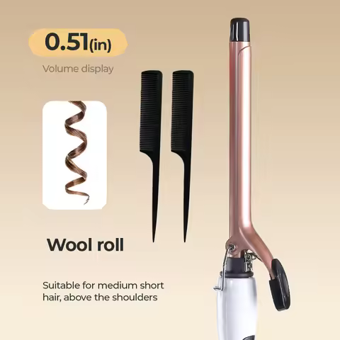 Euro-standard 0.51-inch ultra-fine curling iron, constant temperature hair protection, suitable for 
