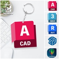 Mica Key Chain Autocad logo 2023, Sketchup, CorelDraw, Revit, 3ds Max, Graphic Software Keychains Fo