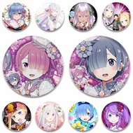 Creative Re Zero Anime Coin Brooch Personality Cartoon Girls Emilia Cosplay Badges Pins for Wallet B