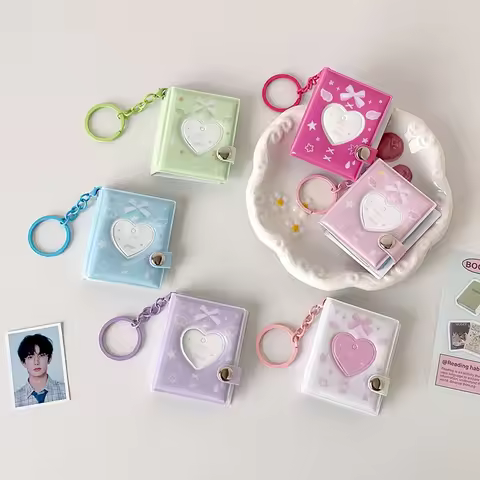 Kpop Photocard Holder Idol Card Collect Book 2inch Mini Photo Albums Ins Photocard Keychain for Bags