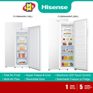 Hisense Upright Freezer (180L/280L) No-Frost Electronic LED Touch Control Standing Freezer FV188N4AWN / FV280N4AWNP