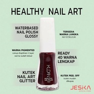 Kutek kuku healthy nail art kudan water based nail polish glitter glossy warna matte natural nude pe