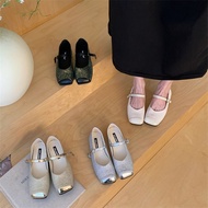 Popular Leather Square Head Flat Mules (Size 35-39)