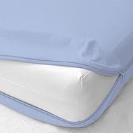 Zipper Fitted Sheet 10 inch Deep Pocket, Brushed Microfiber Bottom Sheet, Soft Wrinkle-Free Sheet, Zipper Mattress Cover 1 Fitted Sheet Only Zipper Fitted Sheet, 10 inch Light Blue Queen Size