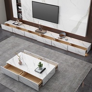 Rock Board TV Console Cabinet Coffee Table TV Cabinet Combination Solid Wood Drawer Living Room Floor Cabinet