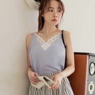 OB Strictly Selected Non-Wrinkle V-Neck Lace Thin Shoulder Vest < AB21275 >