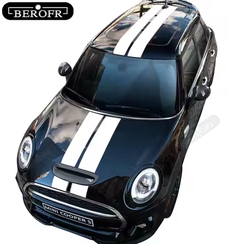 Car Styling Dual Rally Racing Bonnet Boot Rear Roof Stripes Decal Sticker Vinyl for Mini Cooper R56 