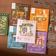 (2F8) 25pcs PET Stickers Cafe Series Meeting Decoration Handbook Retro Simple Adhesive Stickers Diy 