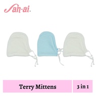 San-ai Infant Baby Colored Terry Mittens 3 in 1 (2WB)
