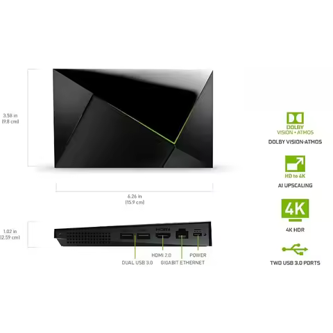 home.SHIELD Android TV Pro Streaming Media Player; GeForce NOW cloud gaming, Google Assistant Built-