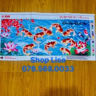 Cross-stitch painting NINE FISH QUAN HOI, embroidered 88x42cm, finished product 8269