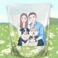 【客製化毛毯】情侶 毛孩 HG韓風似顏繪 床品 ⋯法蘭絨⋯