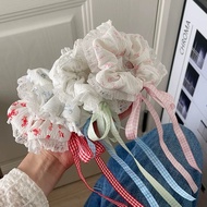 NYUNYU Korean Scrunchie Cute Long Ribbon Premium Korean Hair Tie/ Viral Scrunchie/ Checkered Ribbon 