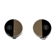 正品 CHANEL 香奈兒 雙色耳環 銀色 黑色 00A 二手