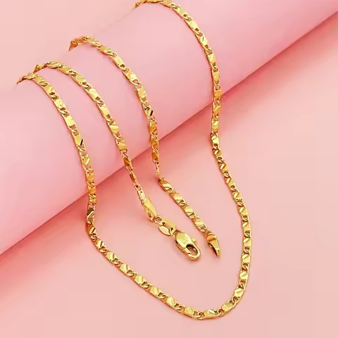 Hot Sale 18K Au750 Gold 2mm Chain Necklace for Women Fine Jewelry Collarbone Chain Matching Chain 40