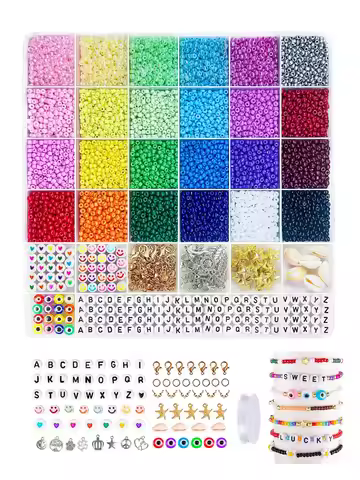 3mm Glass Seed Beads for Jewelry Bracelet Making Kit, Small Beads Friendship Bracelet Kit, Tiny Wais