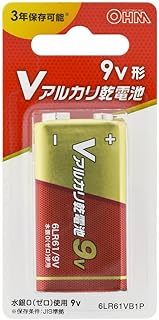 Ohm (OHM) 6LR61VB1P 08-4130 Ohm Electric V Alkaline Battery, 3 Years Storage, 9 V Type, 1