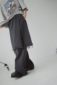 北野武雙層牛仔裙褲 - 2色 - 雙層灰