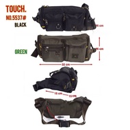 TOUCH Waist Bag + Chest Large Size Length 32 Cm.7-Compartment Zipper Metal Head There Is A Front Loo