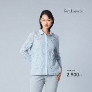 Guy Laroche Womans shirt Luxury Lace เสื้อเชิ๊ตผู้หญิง แขนสามส่วน สีเทา GBATGY