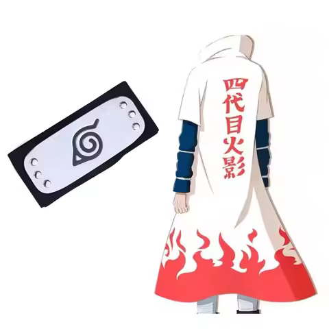 New 2025 Anime Cosplay 4Th Hokage Uzumaki Costume Adult Kids Namikaze Minato Cape Headband Necklace 