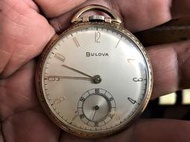 瑞士Bulova寶路華17鑽10K包金古董懷錶