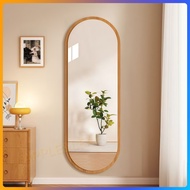 Oval wall mirror new Chinese wall mirror log wall mirror home makeup mirror