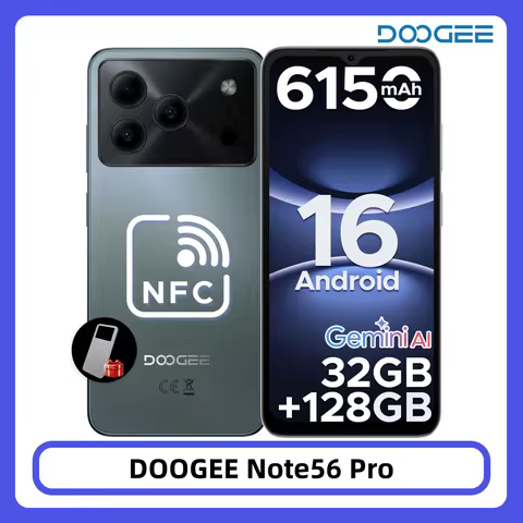 DOOGEE Note56 Pro Smartphone Android 16 6150mAh Battery 32GB 128GB 6.56'' 90Hz Screen Gemini AI NFC 