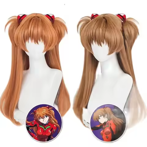 Anime Asuka Langley Soryu Cosplay Wig Long Orange Heat Resistant Costume Synthetic Hair Women Headwe